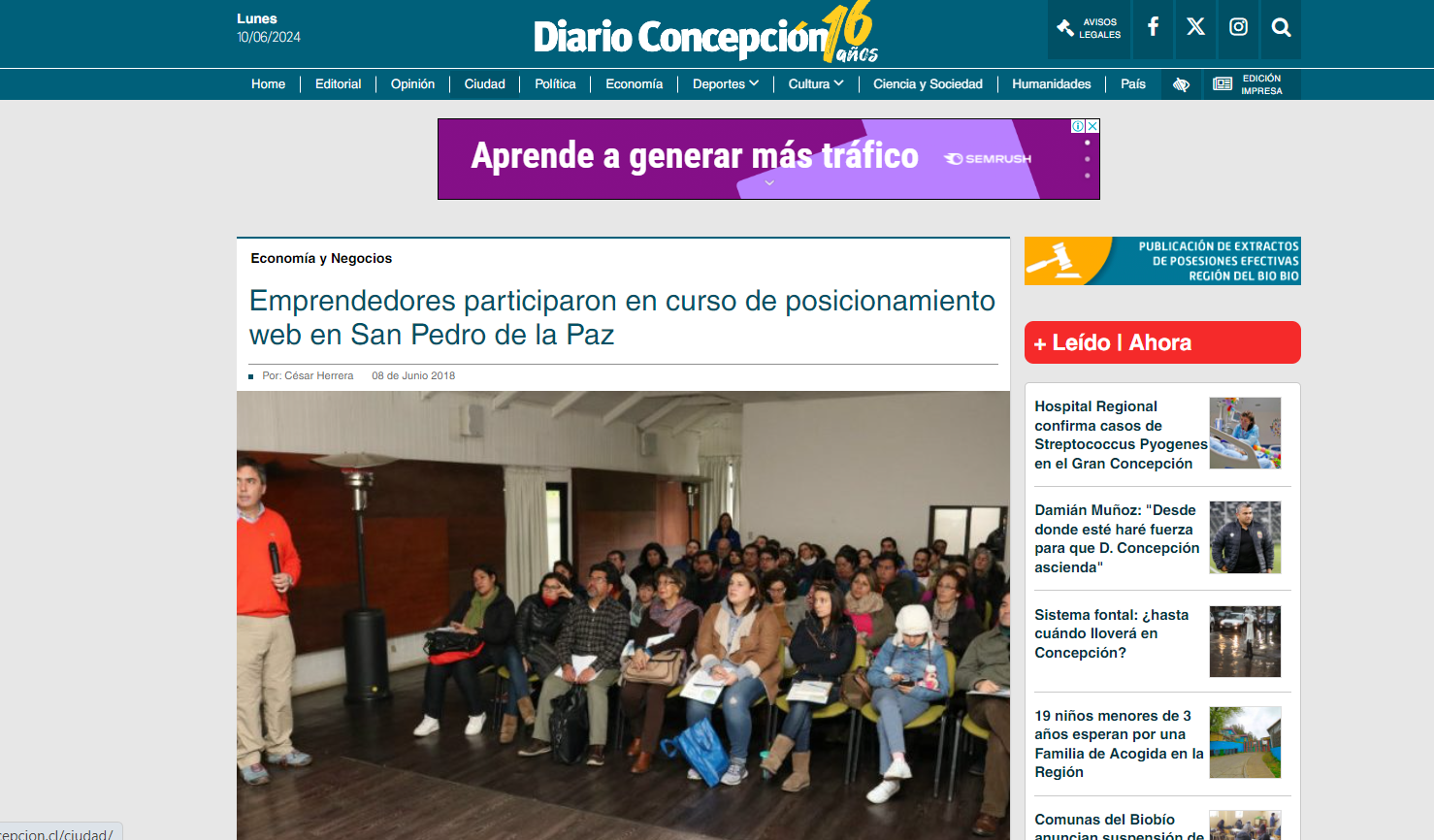 Emprendedores participaron en curso de posicionamiento web en San Pedro de la Paz