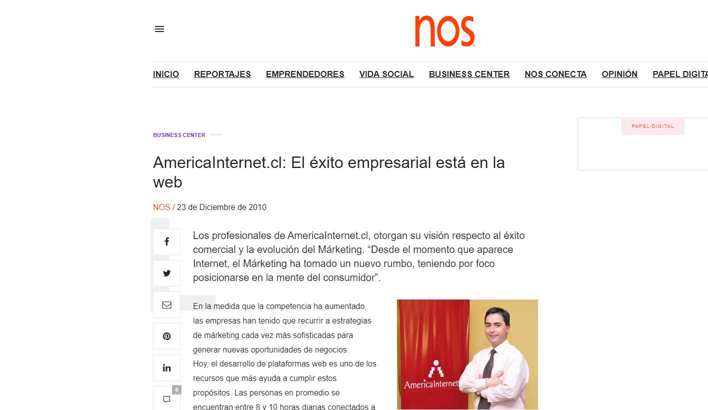 AmericaInternet.cl: El éxito empresarial está en la web | Posicionamiento Web